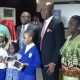 (L-r): Chukwuemeka Agbata, media entrepreneur and founder CFA Tech; Mrs. Ailsa Griffiths, head teacher, St. Saviour’s School; Adebayo Adesina, zonal head of Commercial Banking Division - Island Zone and Deputy General Manager, Access Bank Plc; Leo Stan Ekeh, chairman, Zinox Group; Mrs. Bisi Olaleye, ICT Correspondent, The Sun Newspapers, and Mr. Kyle, general manager of Western African Region, Shenzhen Kstar Science & Technology Co. Ltd, along with pupils from invited schools displaying the new Kids Legacy